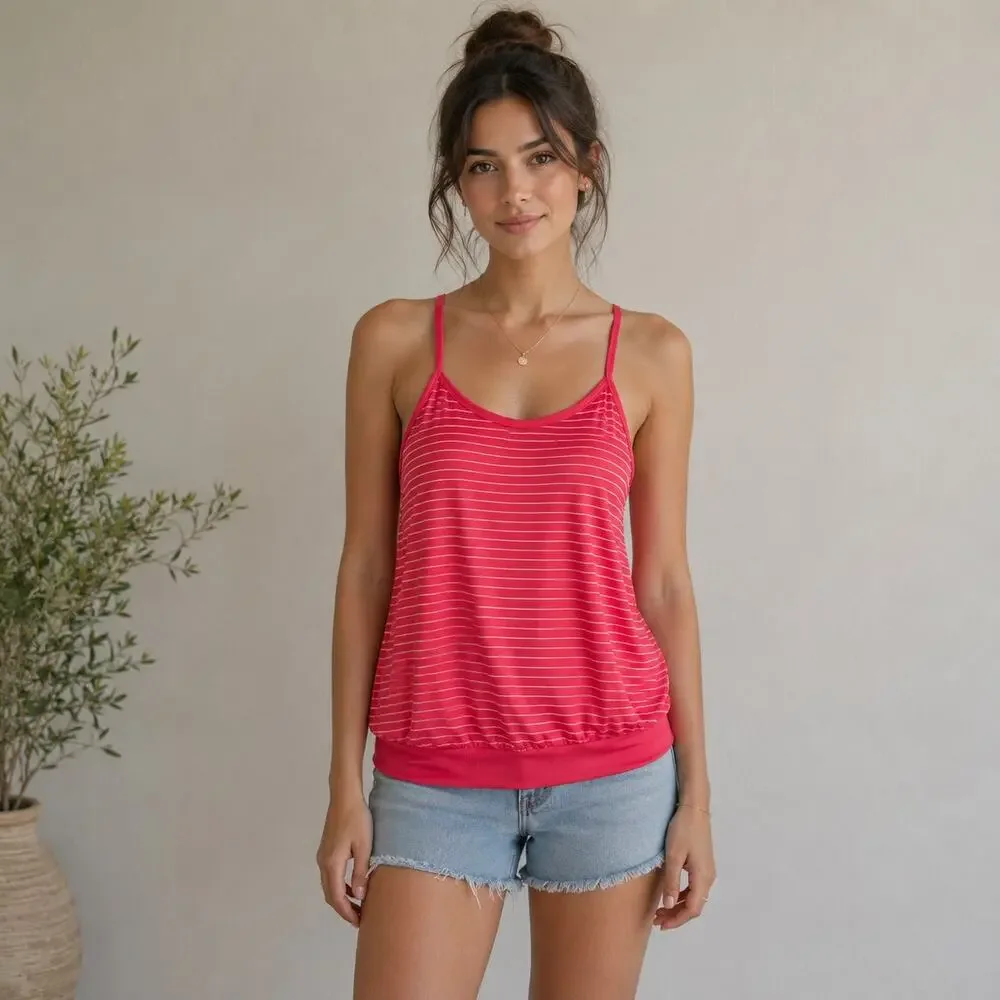 Nike NWT Red Stripe Tank with Bra Support Large